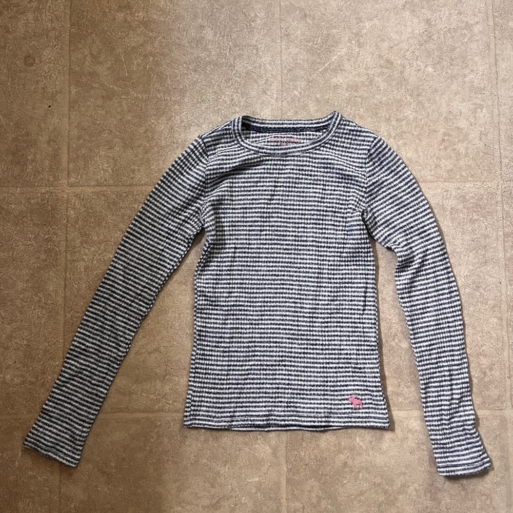 Abercrombie Kids Black and White Striped Long Sleeve Tee
